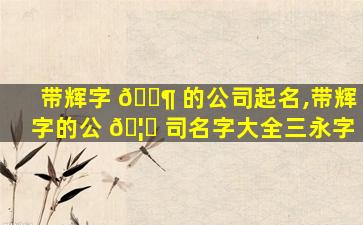 带辉字 🐶 的公司起名,带辉字的公 🦟 司名字大全三永字
